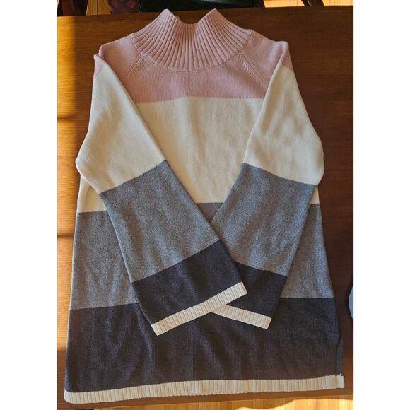 New Charter Club Sweater Color Block Cotton Blend Sz L Sweater - Picture 9 of 12